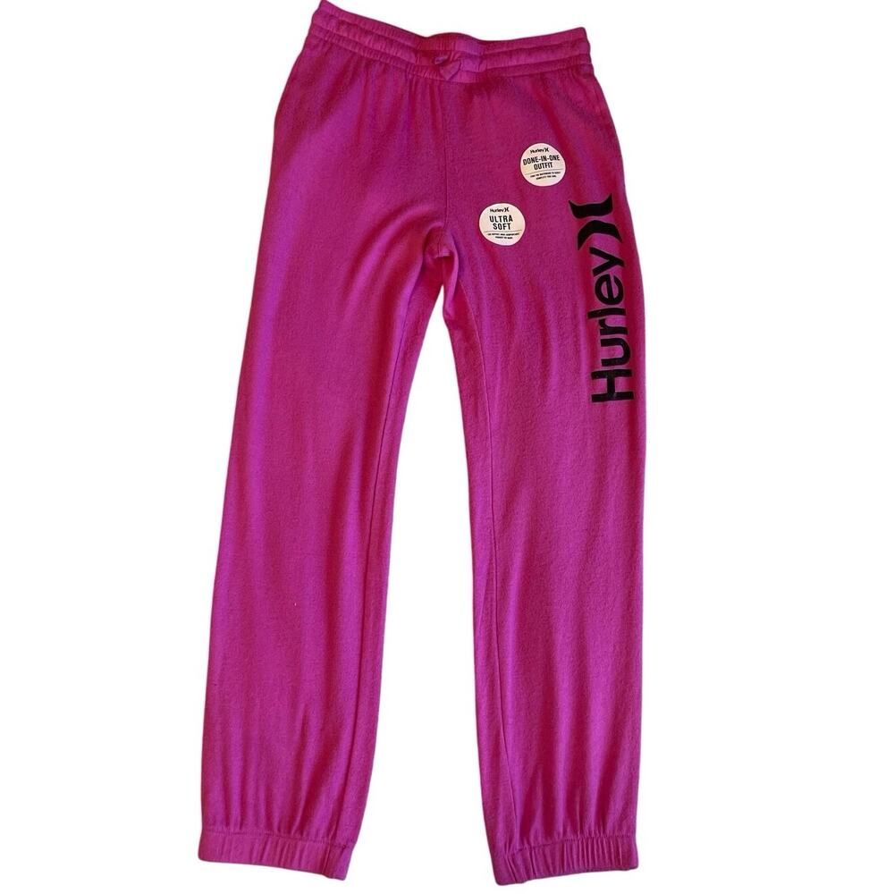 NWT Hurley Girl Hot Pink Jogger Sweatpants Pants Teen Youth Size Large